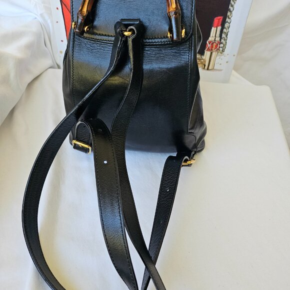 EUC Gucci Bamboo Backpack Leather Mini Black - Picture 3 of 13